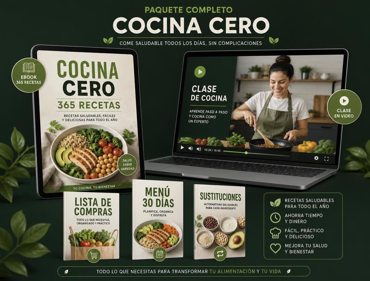 Paquete completo Cocina Cero: recetario, videoclases y bonos