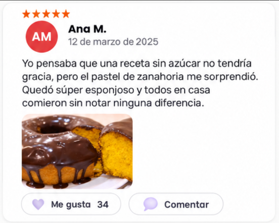 Reseña de Ana M. sobre el pastel de zanahoria sin azúcar