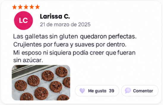 Reseña de Larissa C. sobre las galletas sin gluten